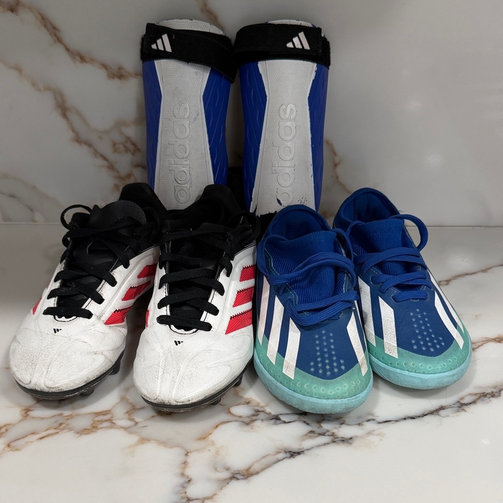 Adidas Copa Pure 3 cleats,Kids soccer set,indoor Boys X Crazy fans, shin guards